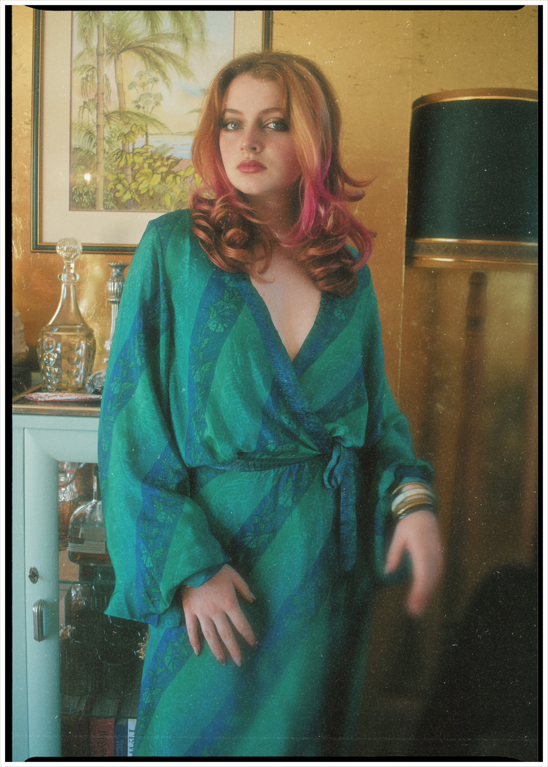 Caladium Wrap Silk Dress ~ Dynasty L