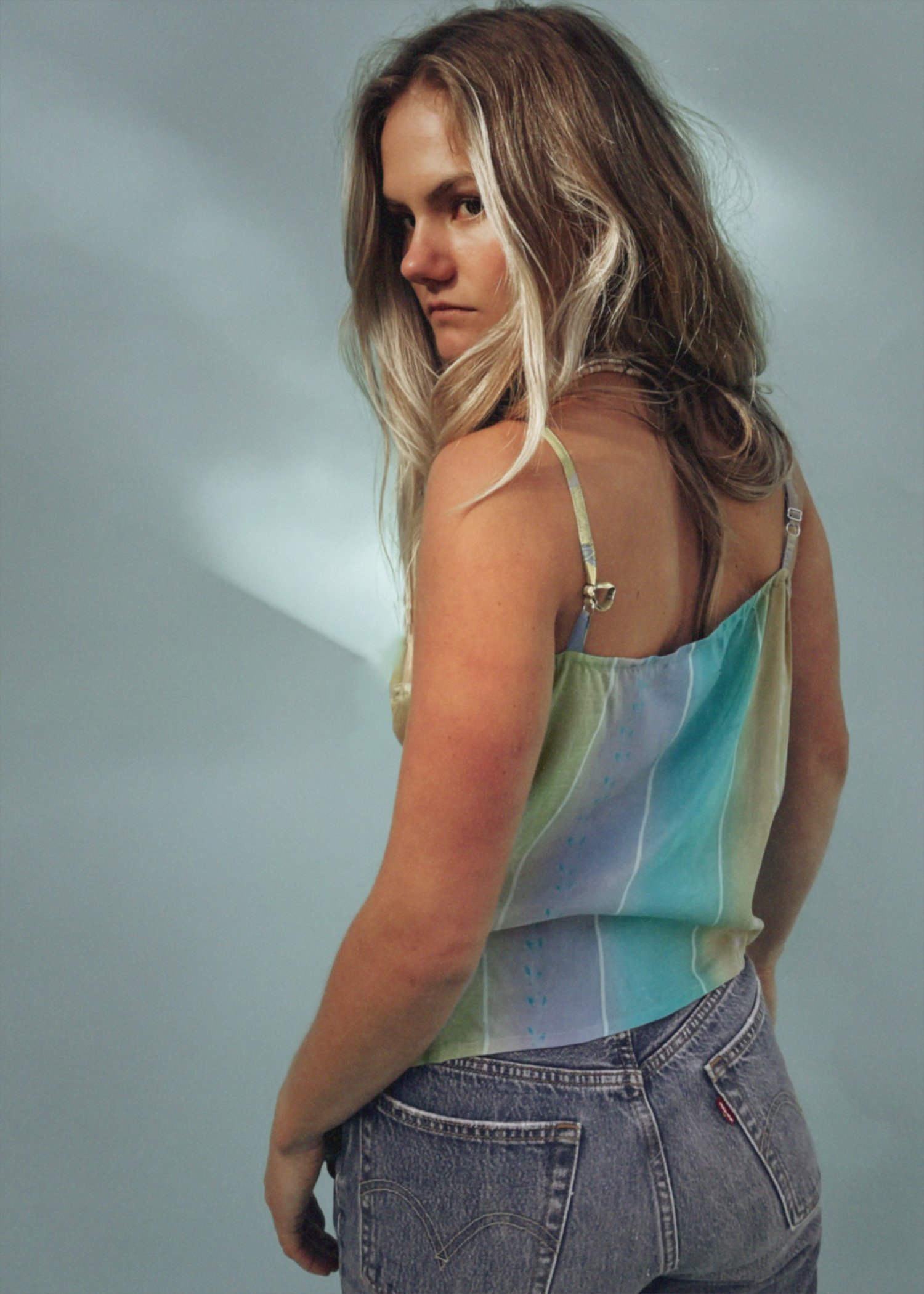 Reseda Silk Crepe Camisole Top ~ Limeade XL