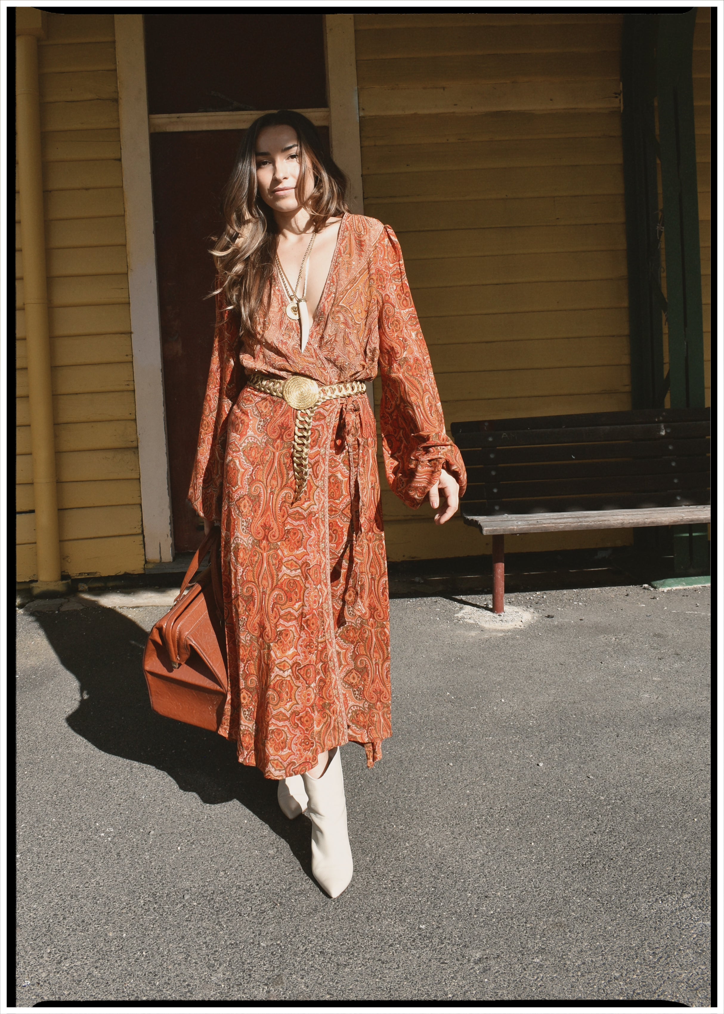 Caladium Silk Wrap Dress ~ Russet S