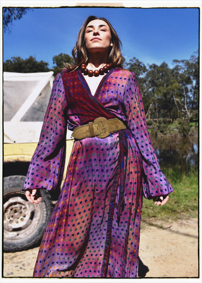 Caladium Wrap Silk Dress ~ Tweed XL
