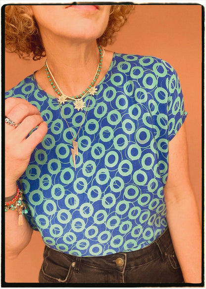 Viola Silk Crepe T-Shirt ~ Danube S