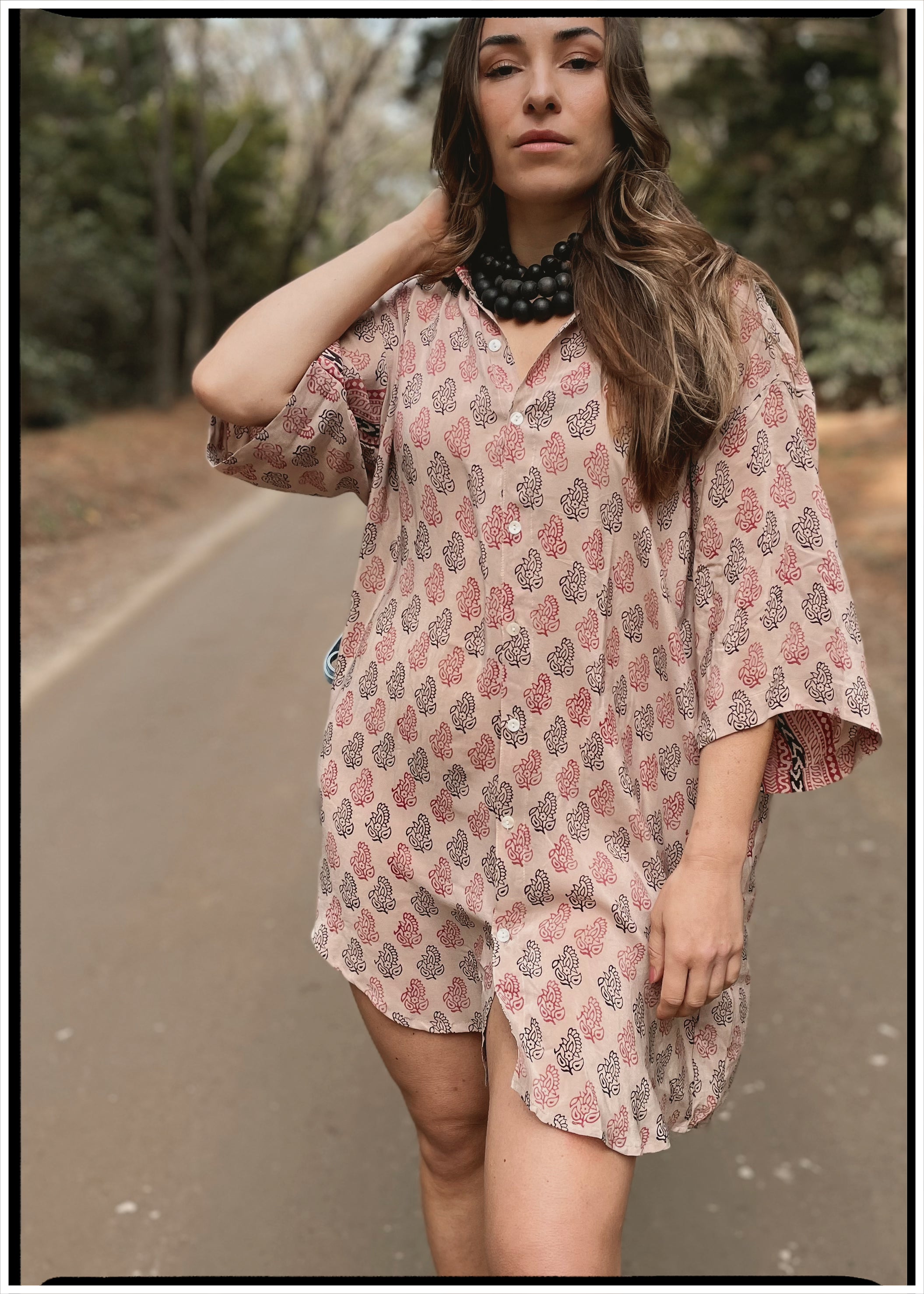 Astralagus Silk Crepe Oversized Shirt ~ Agarbatti