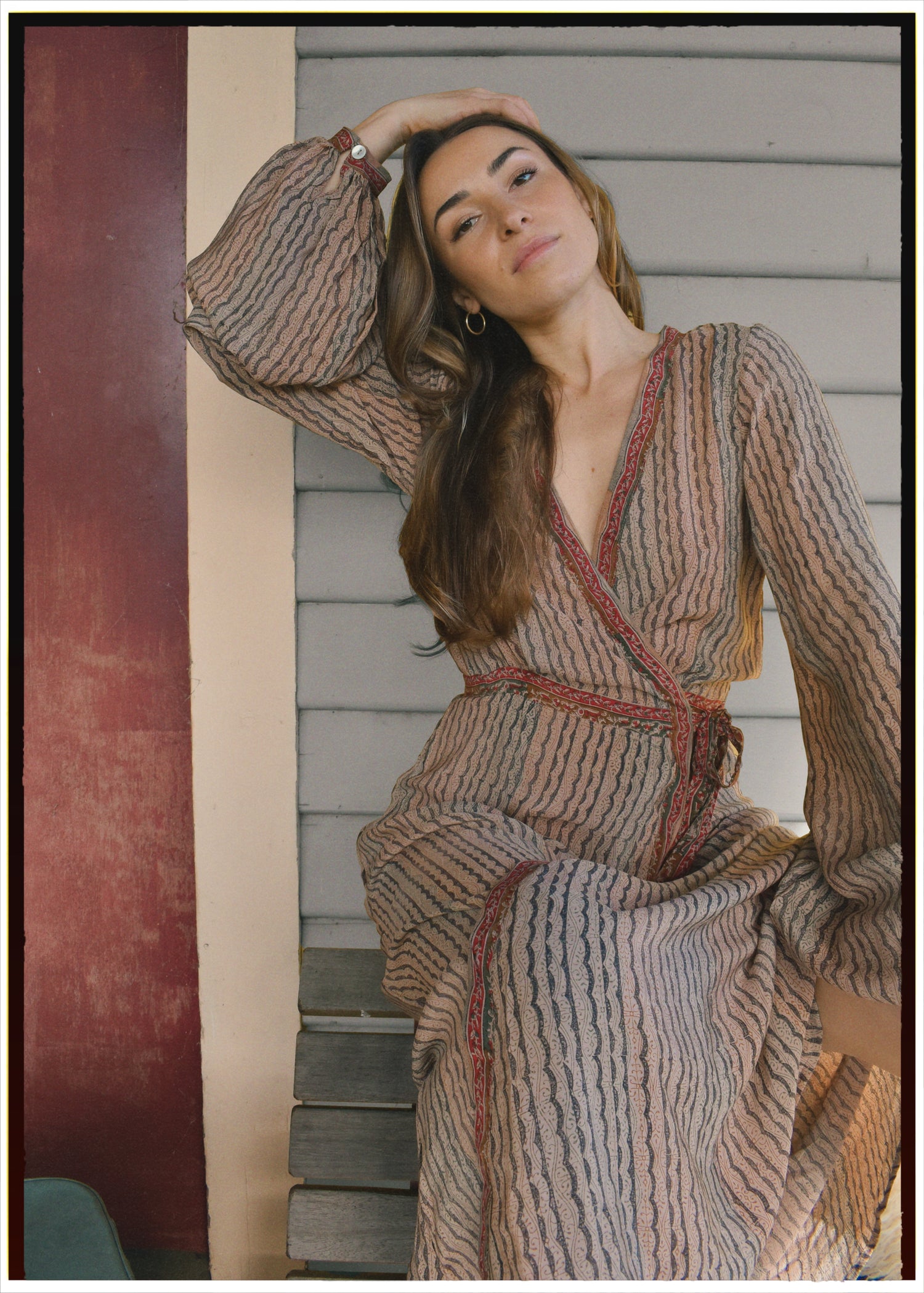 Caladium Silk Wrap Dress ~ Bark XS
