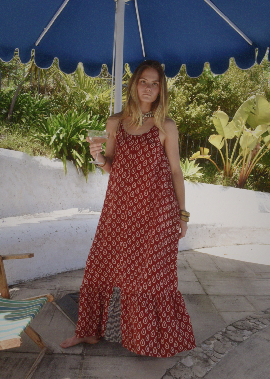 Eustoma Silk Crepe Swing Maxi Dress ~ Flame XS