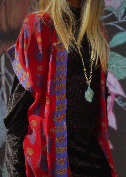 Pilea Silk Crepe Wrap Kimono Top ~ Canton L/XL