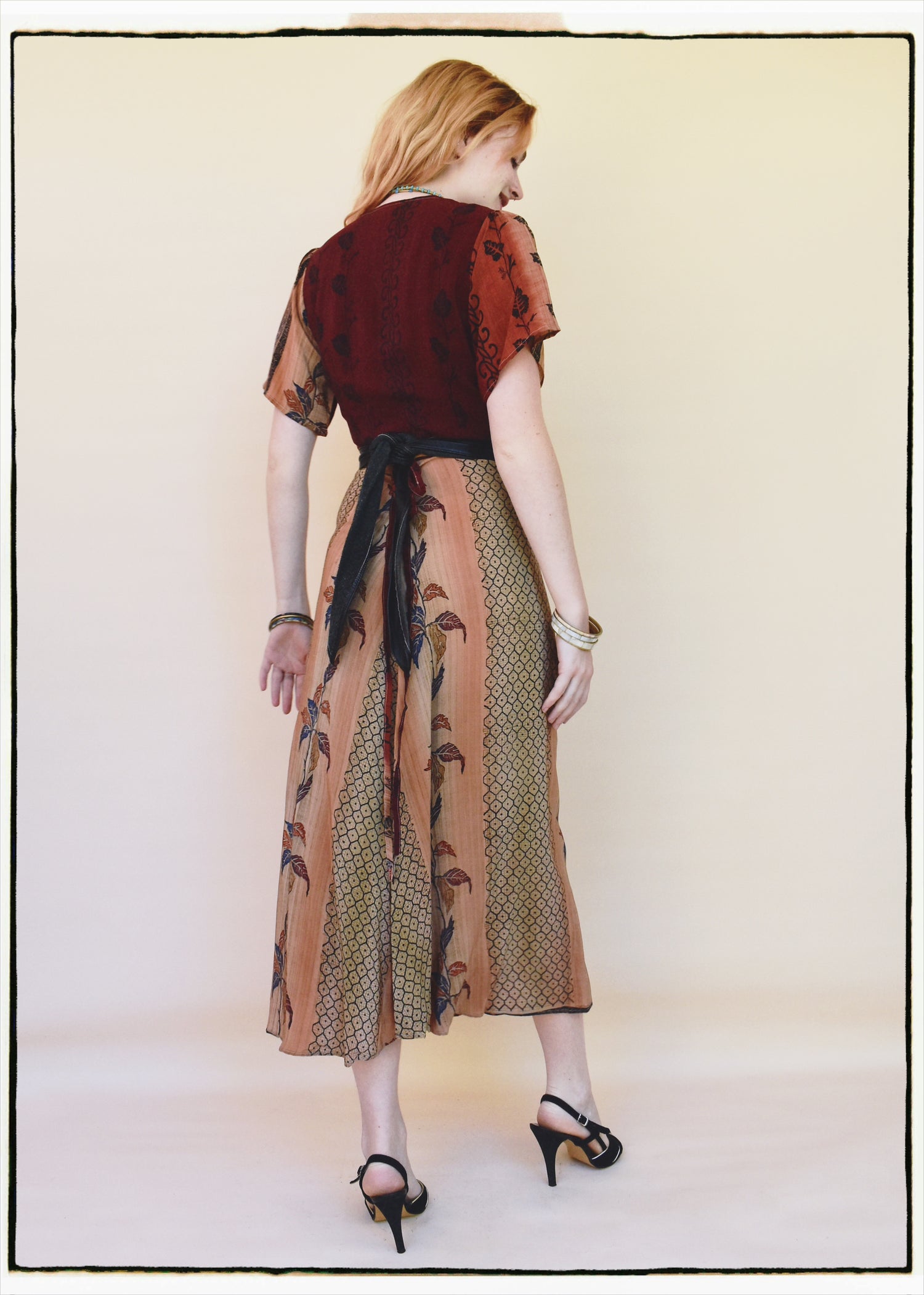 Liatris Silk Crepe Flutter Sleeve Wrap Dress ~ Burgundy XS