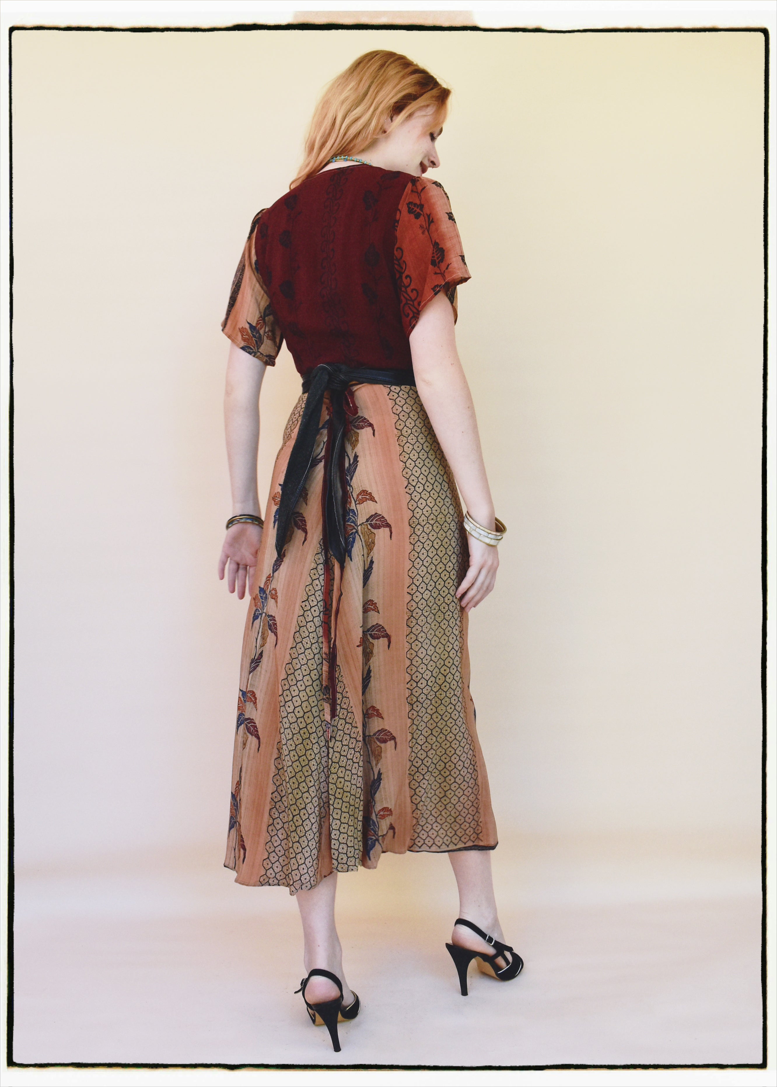 Liatris Silk Crepe Flutter Sleeve Wrap Dress ~ Burgundy XS