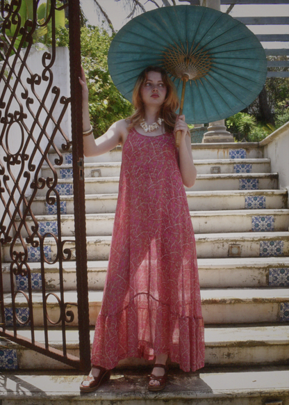 Eustoma Silk Crepe Swing Maxi Dress ~ Camelia M