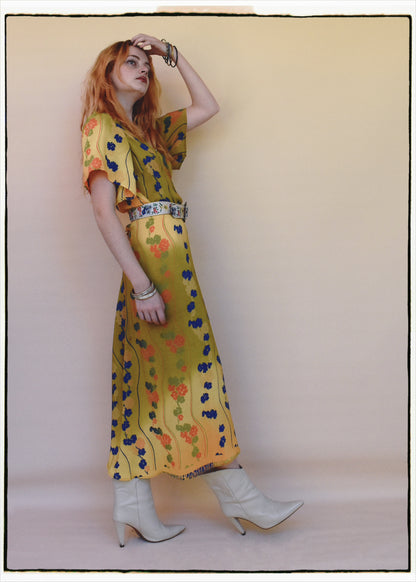 Liatris Silk Crepe Flutter Sleeve Wrap Dress ~ Ceylon L