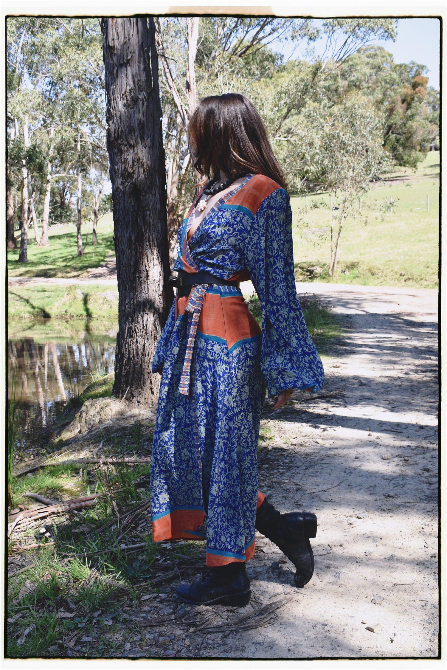 Caladium Wrap Silk Dress ~ Mosaic XL