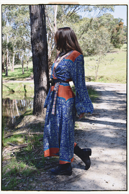 Caladium Wrap Silk Dress ~ Mosaic XL