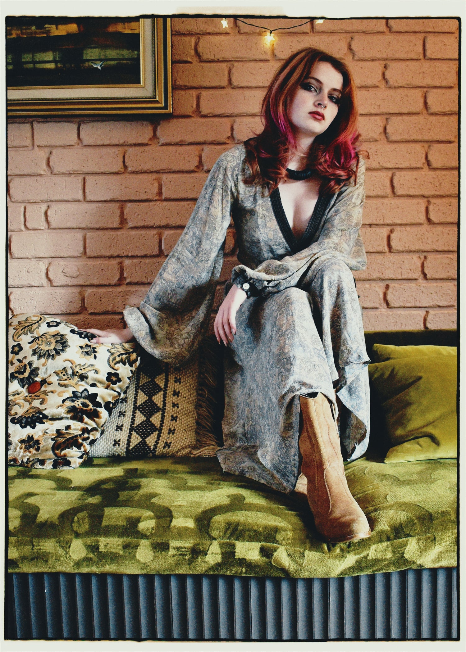Caladium Silk Wrap Dress ~ Haze XS