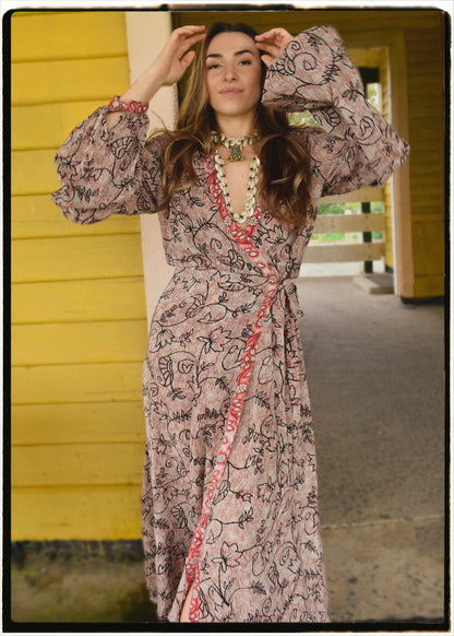 Caladium Silk Wrap Dress ~ Willow S