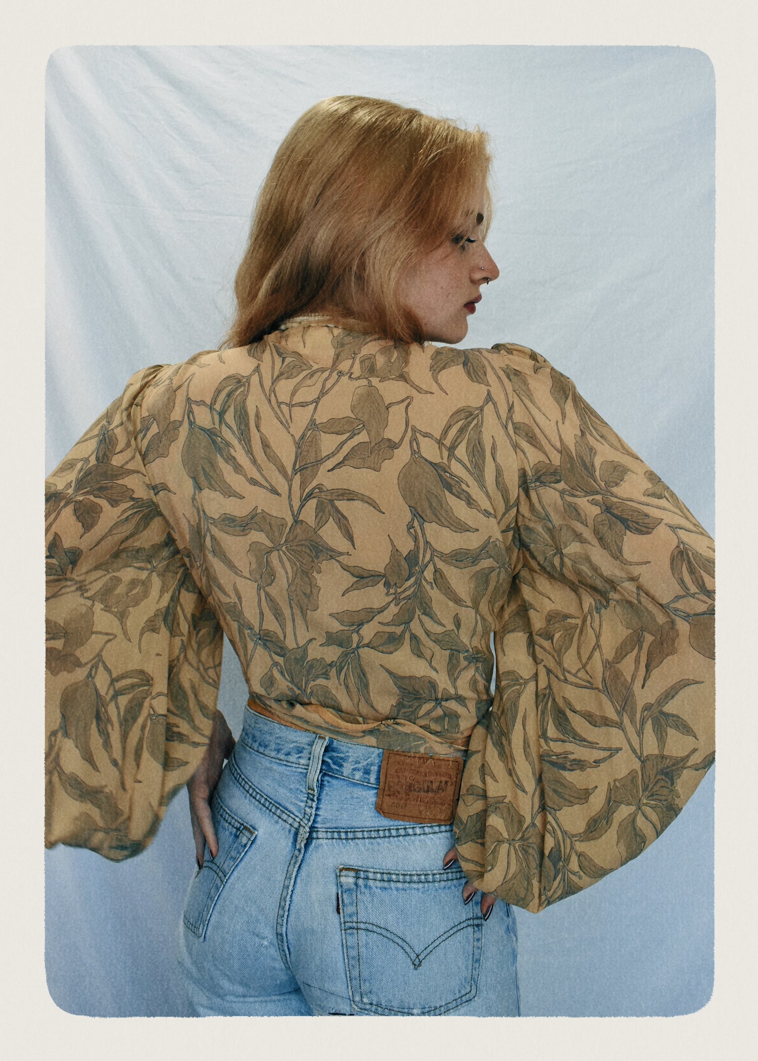 Hoya Silk Crepe Balloon Sleeve Wrap Top ~  Maize L