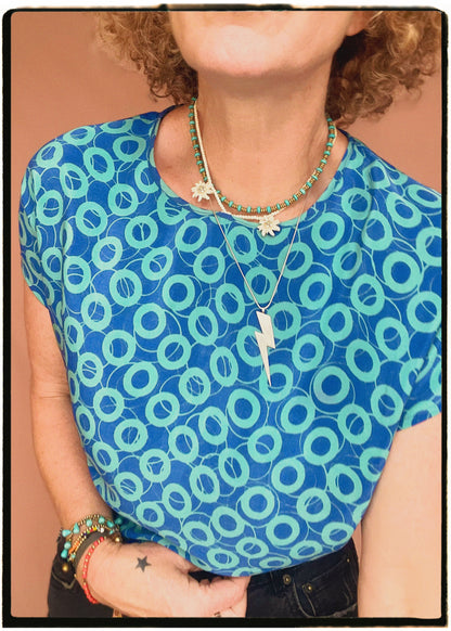 Viola Silk Crepe T-Shirt ~ Danube S