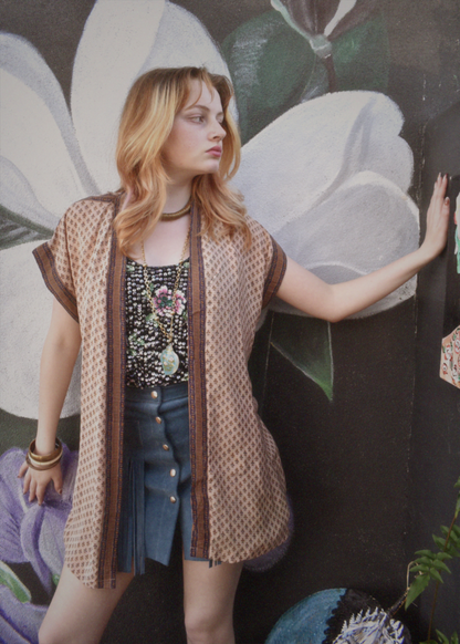 Pilea Silk Crepe Wrap Kimono Top ~ Angora S/M