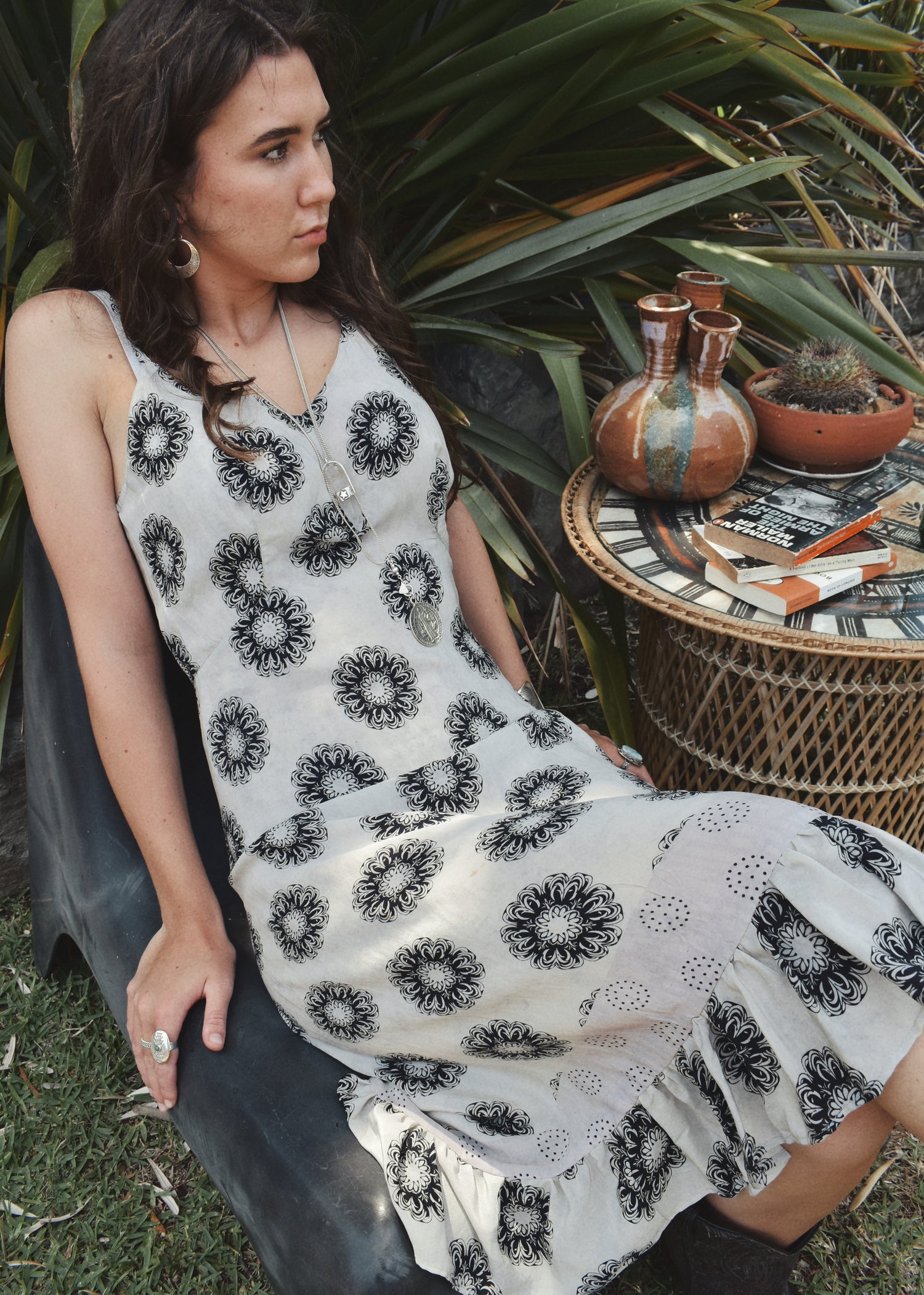 Rumex Silk Slip Dress ~ Graphite M