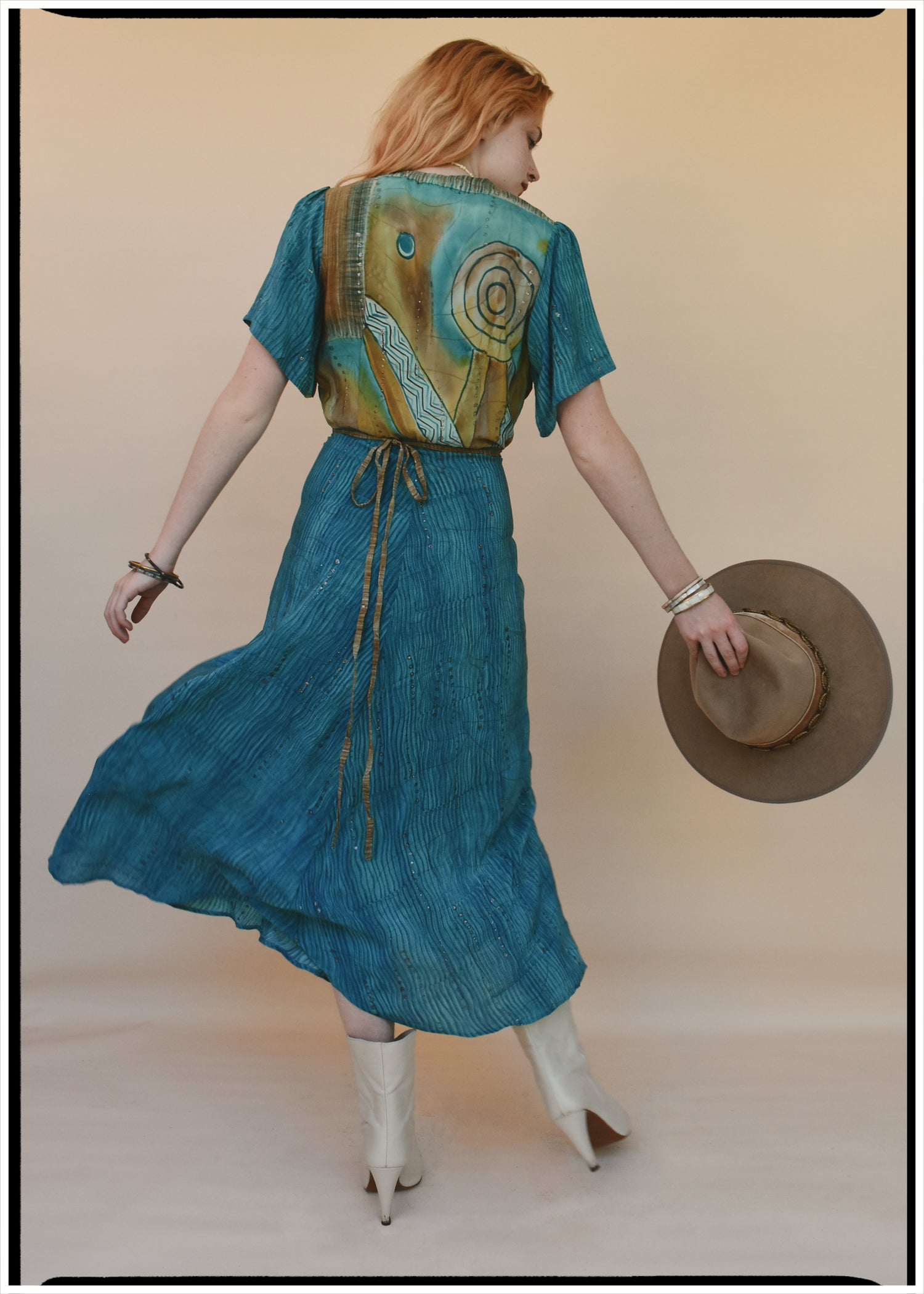 Liatris Silk Crepe Flutter Sleeve Wrap Dress ~ Oceania M
