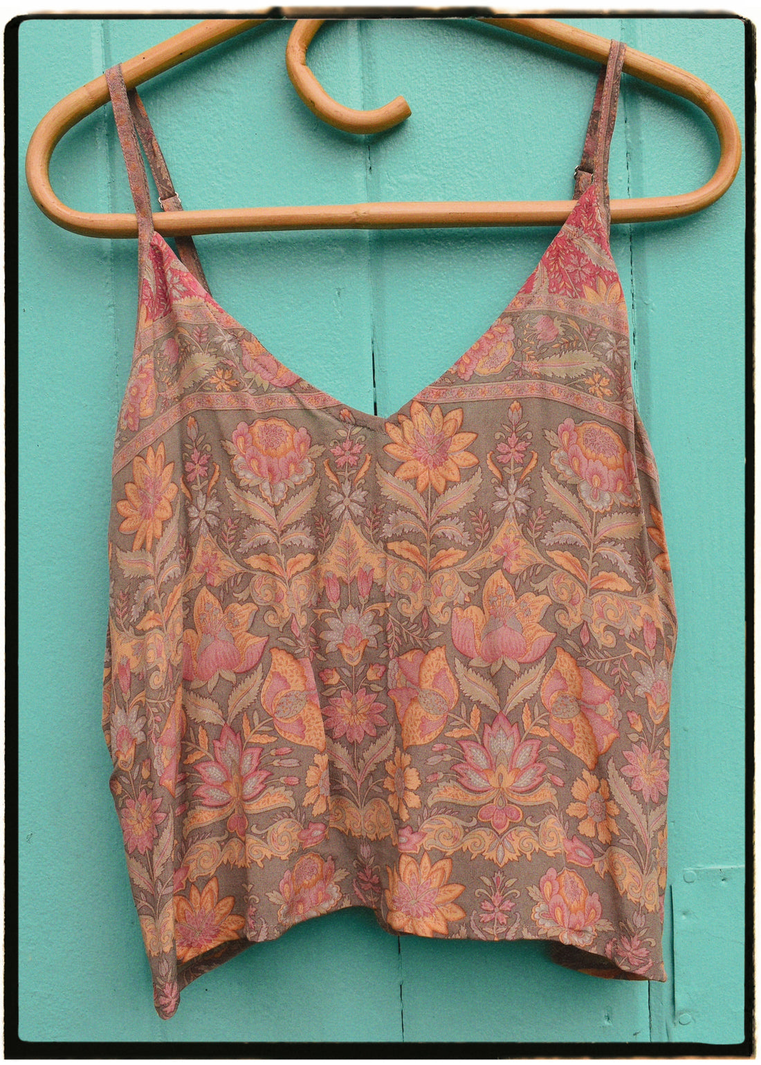 Reseda Silk Crepe Camisole Top ~ Coral L