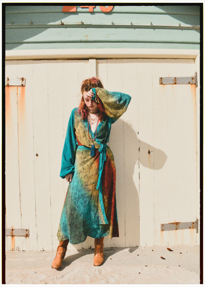Caladium Wrap Silk Dress ~ Algiers L