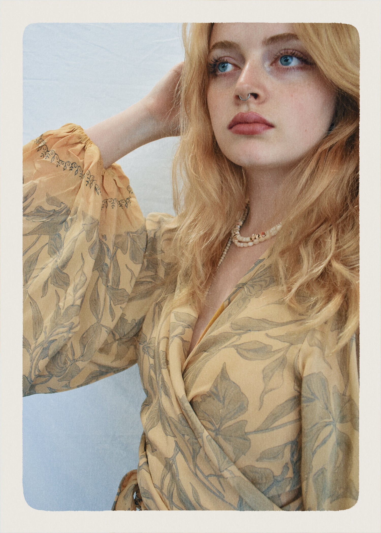 Hoya Silk Crepe Balloon Sleeve Wrap Top ~  Maize L