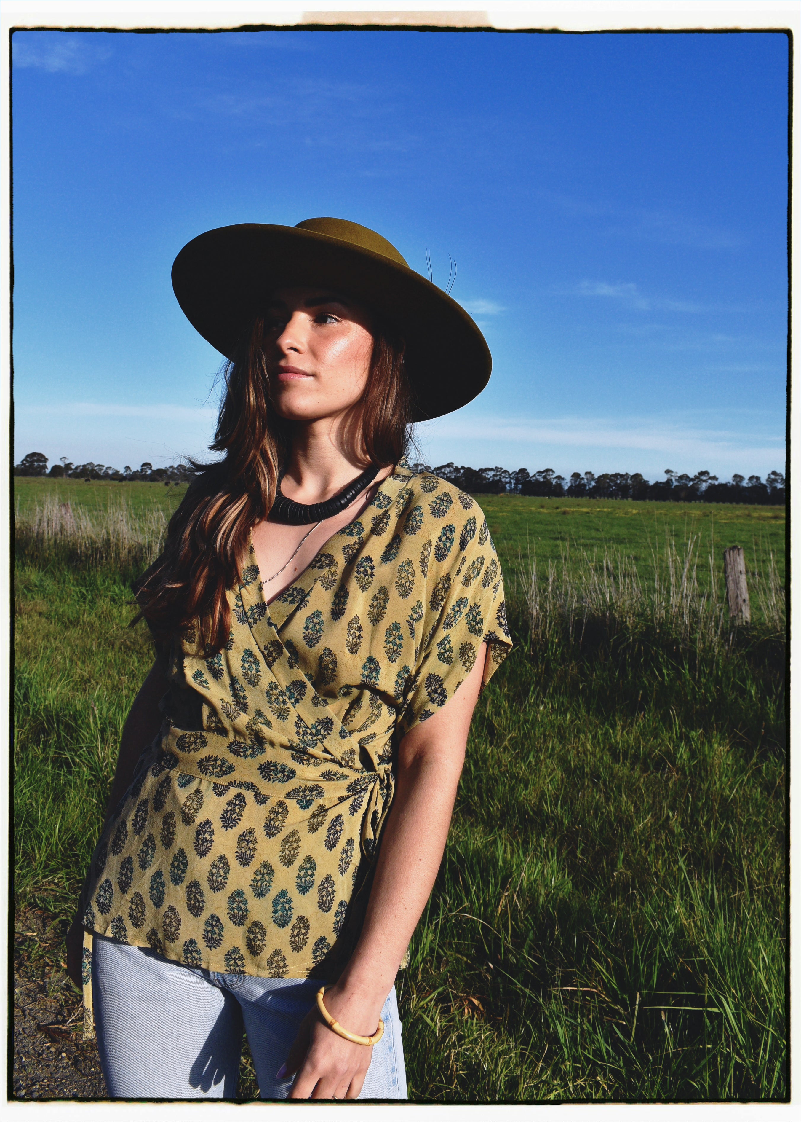 Bassia Silk Crepe Cross Tie Front Blouse ~ Glade S