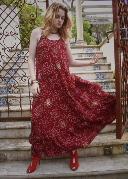 Eustoma Silk Crepe Swing Maxi Dress ~ Granita S