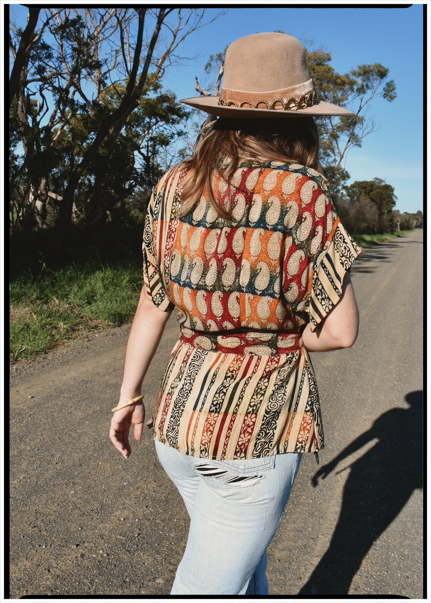 Bassia Silk Crepe Cross Tie Front Blouse ~ Paisley L