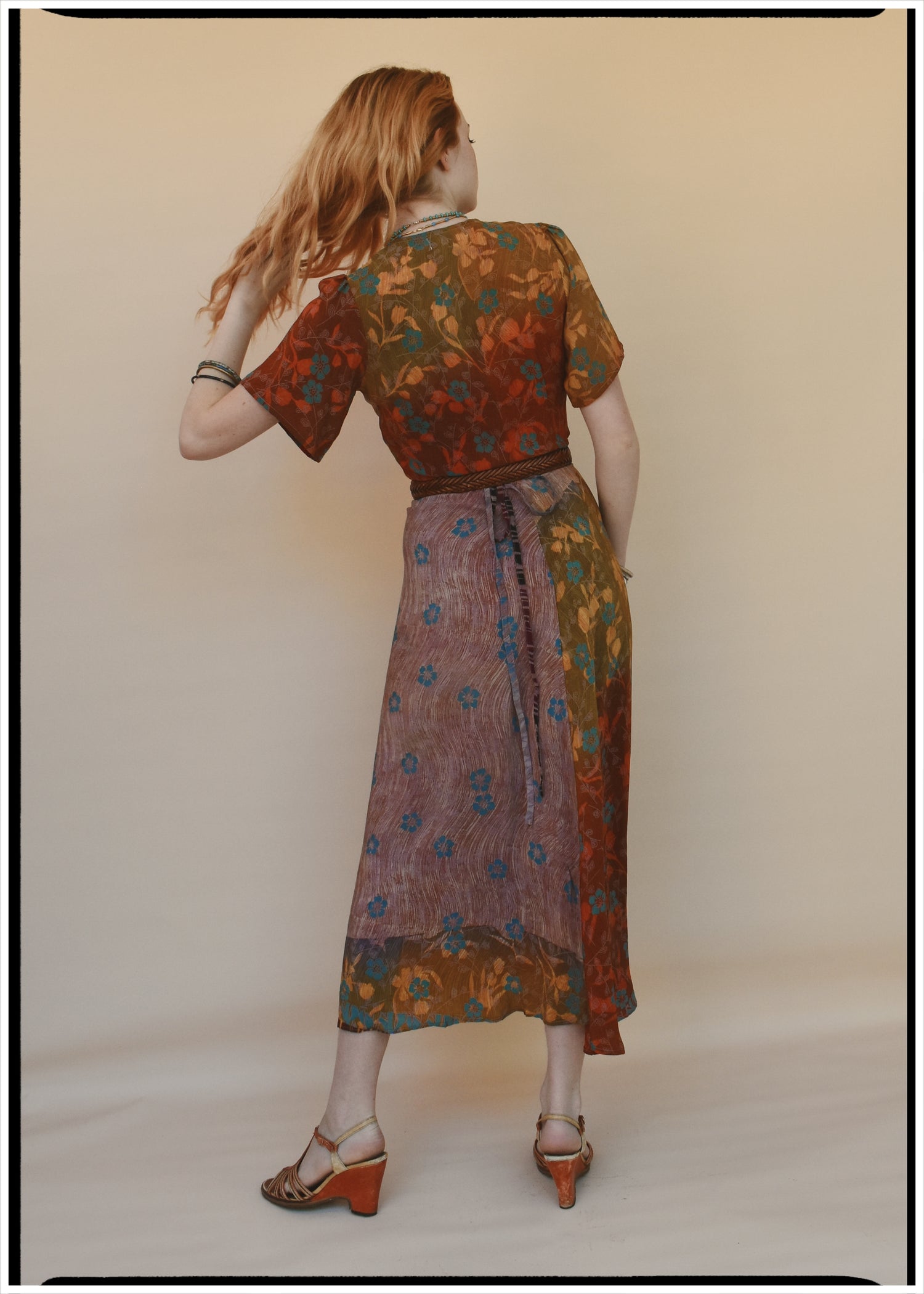 Liatris Silk Crepe Flutter Sleeve Wrap Dress ~ Persimmon XS