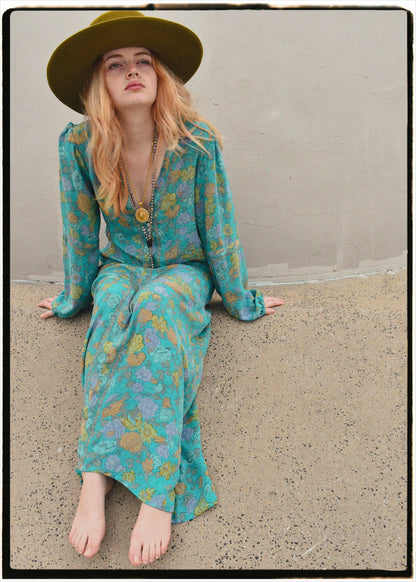Zea Silk Crepe Kaftan Maxi Dress ~   Scuba XS