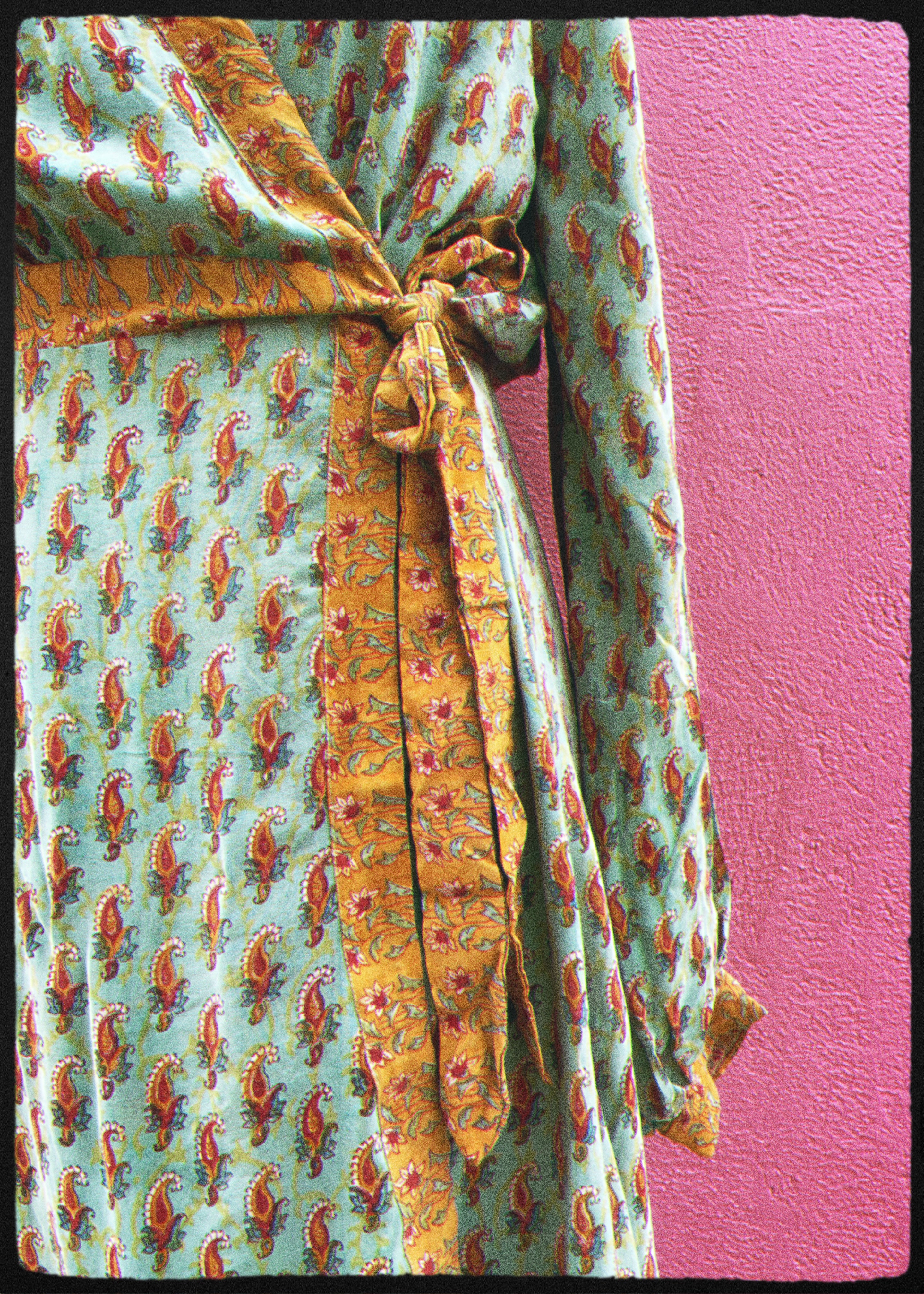 Caladium Silk Wrap Dress ~  Barbados XS