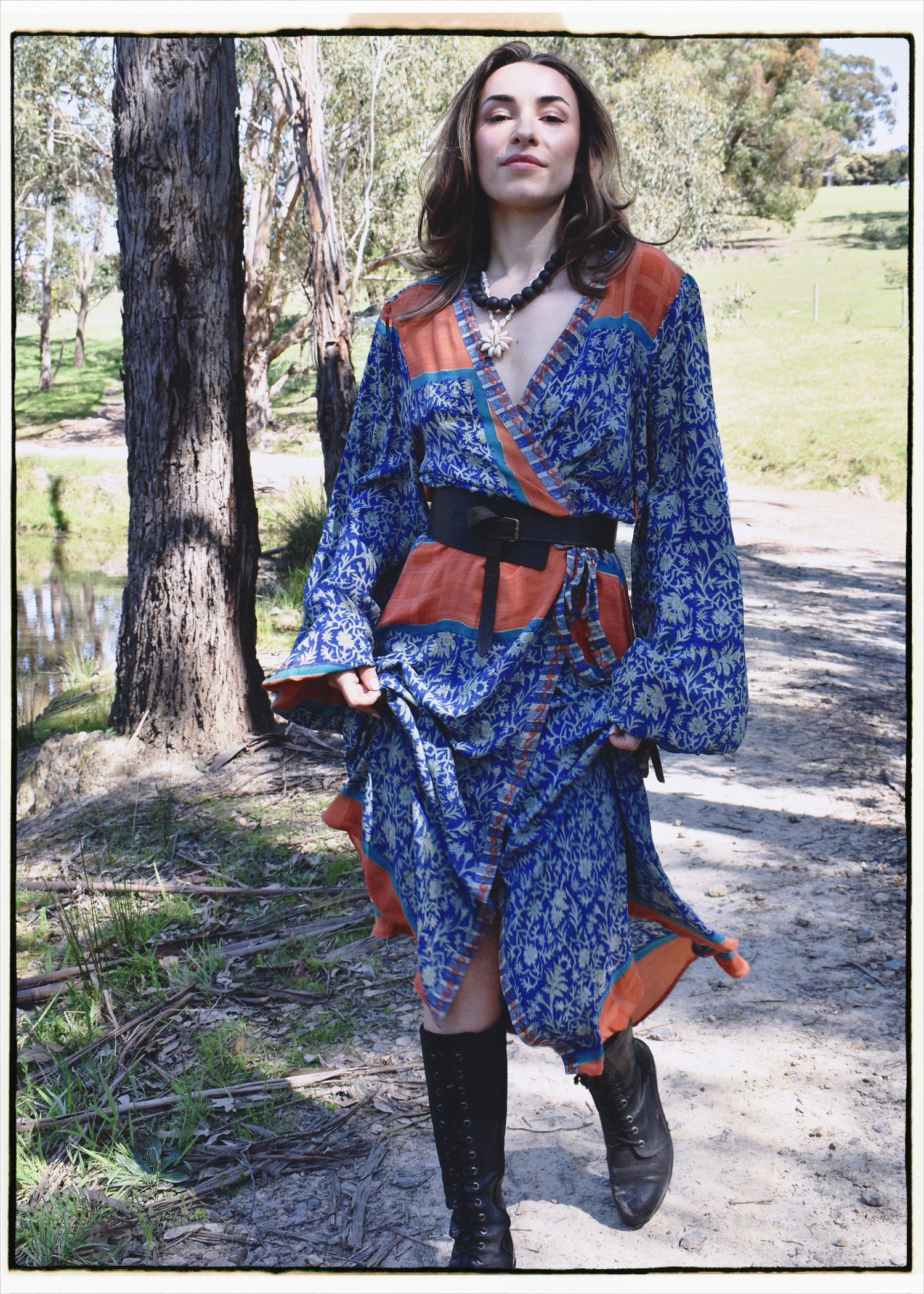 Caladium Wrap Silk Dress ~ Mosaic XL