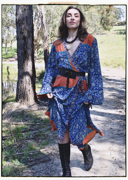 Caladium Wrap Silk Dress ~ Mosaic XL