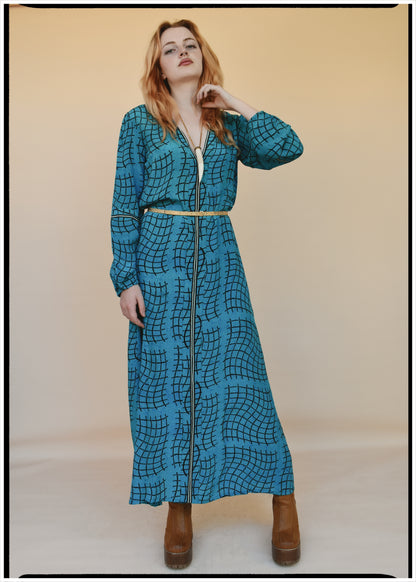Zea Silk Crepe Kaftan Maxi Dress ~  Cendre XS