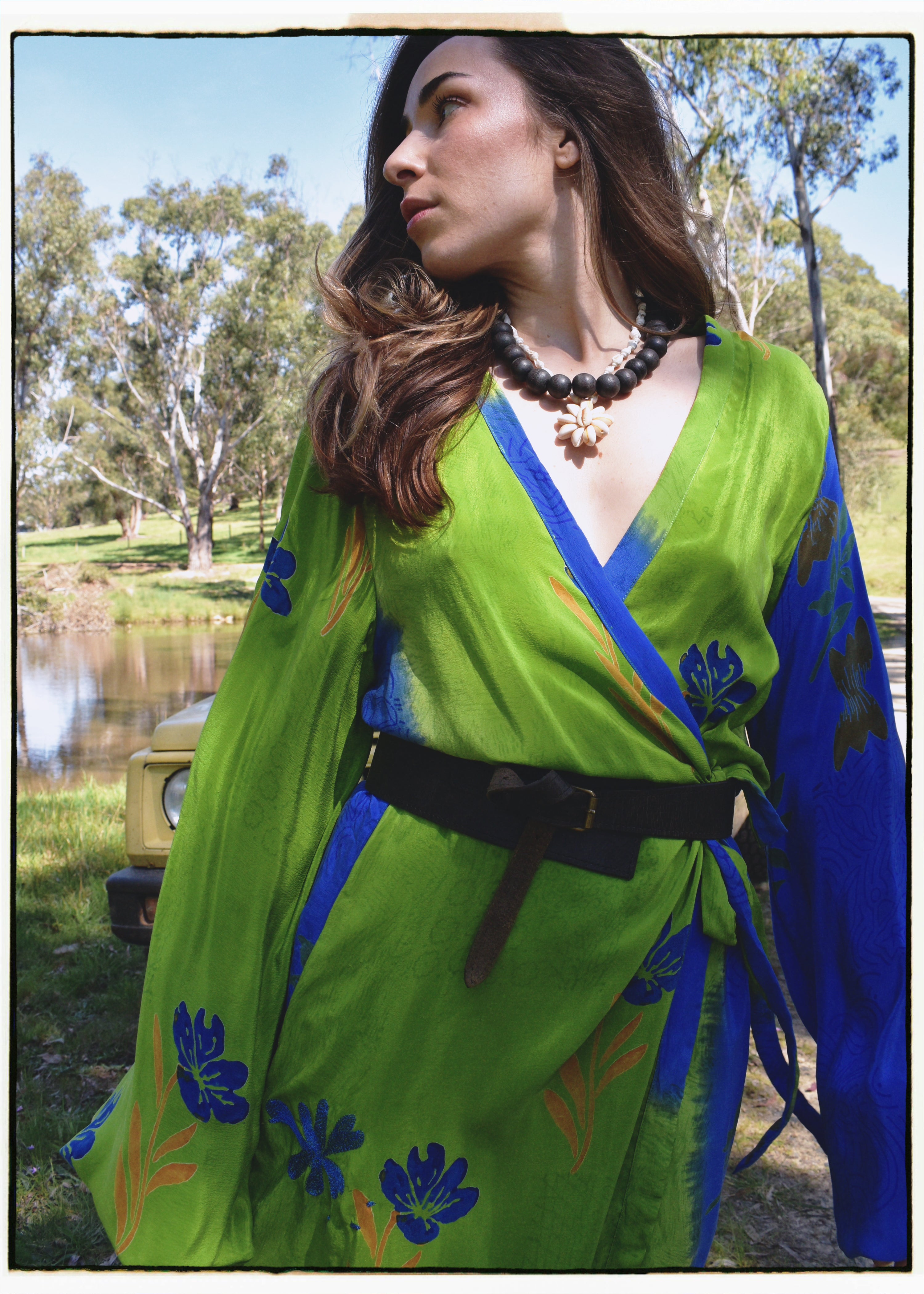 Caladium Wrap Silk Dress ~ Daiquiri XL