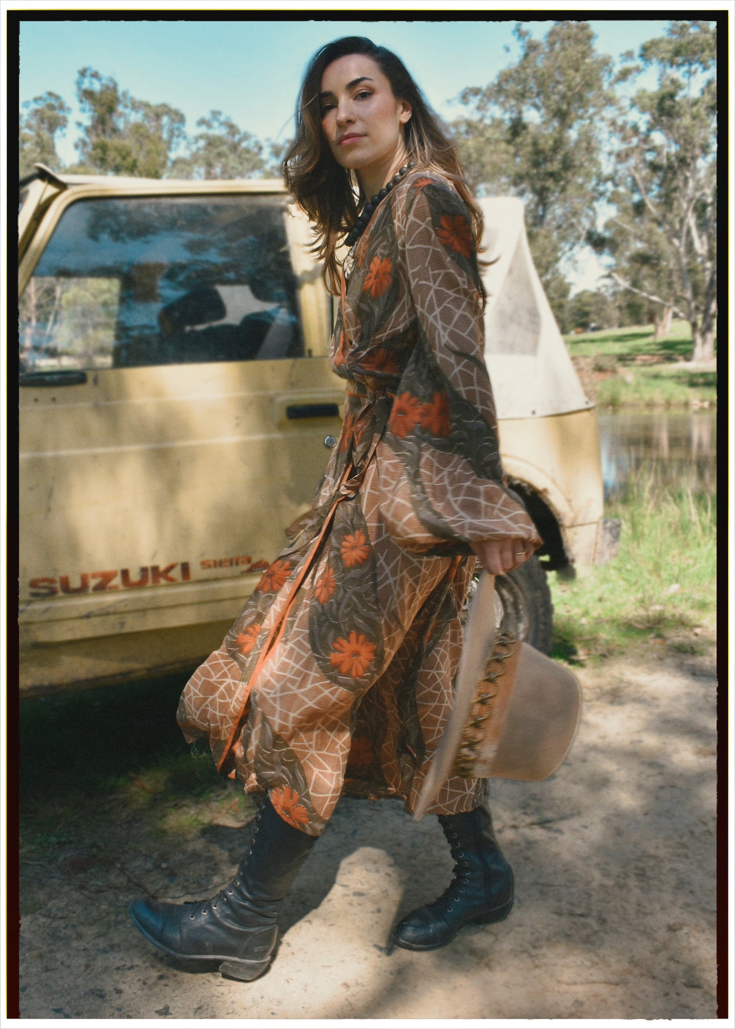 Caladium Wrap Silk Dress ~ Inca M