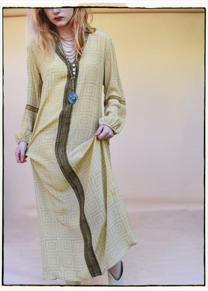 Zea Silk Crepe Kaftan Maxi Dress ~  Cleopatra XS