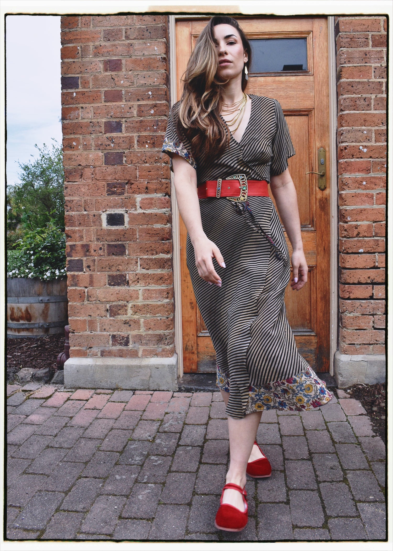 Liatris Silk Crepe Flutter Sleeve Wrap Dress ~ Licorice XS