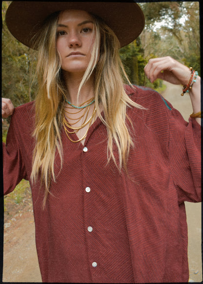 Astralagus Silk Crepe Oversized Shirt ~ Toreador