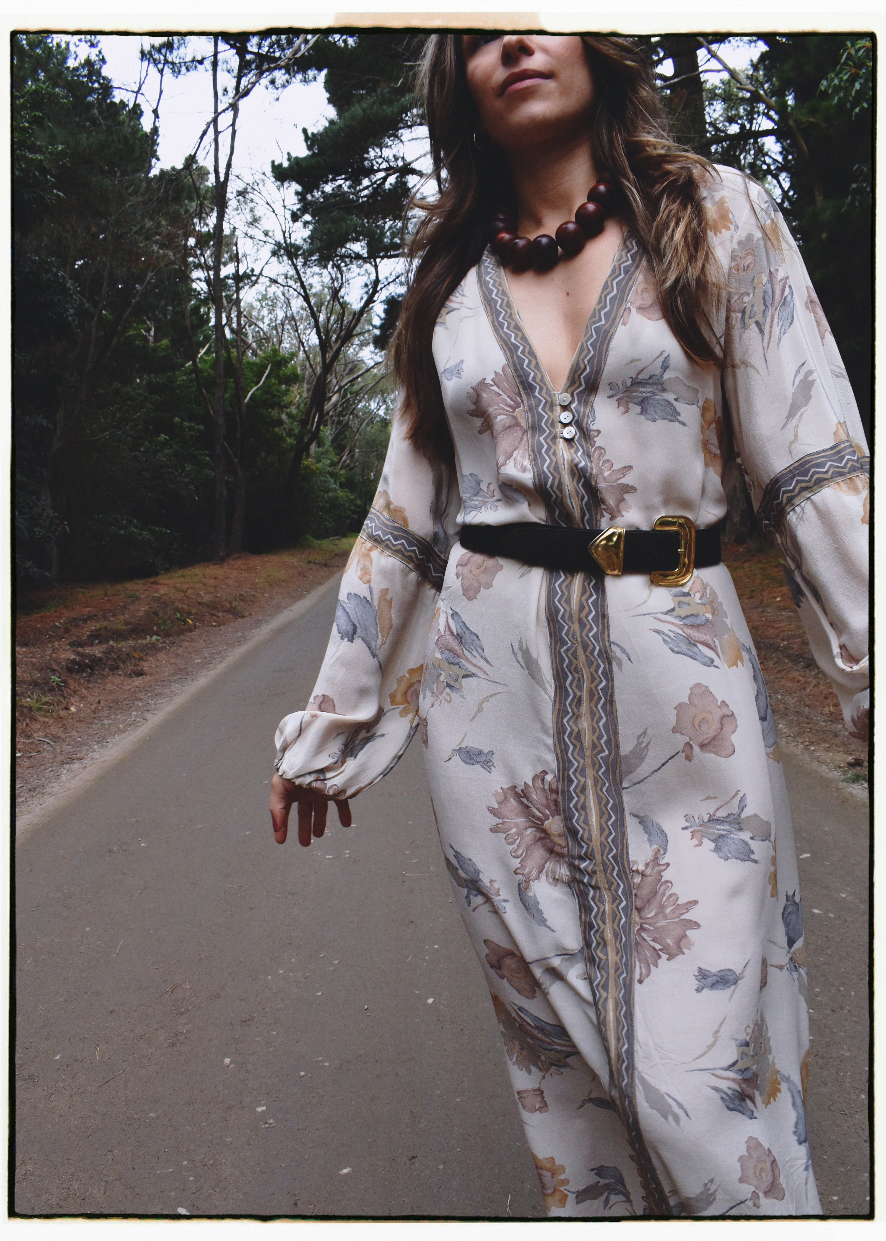 Zea Silk Crepe Kaftan Maxi Dress ~  Angel M