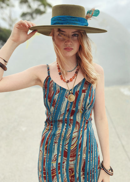 Rumex Silk Slip Dress ~ Marble XL