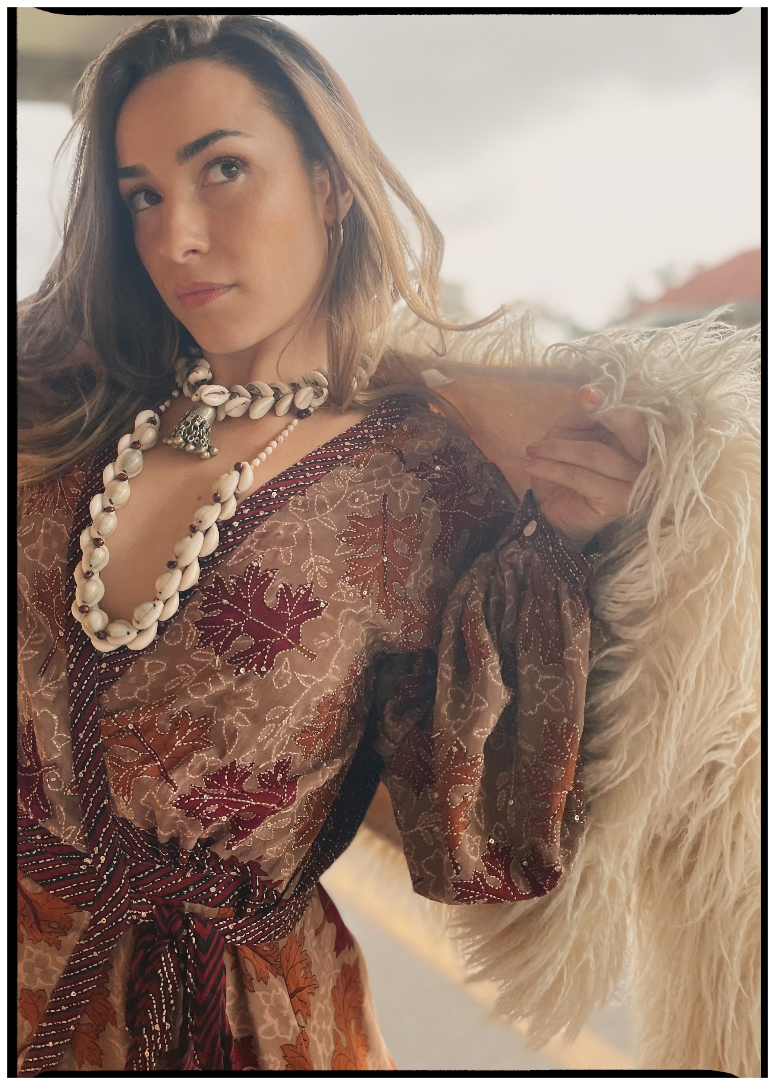 Caladium Silk Wrap Dress ~  Maple S