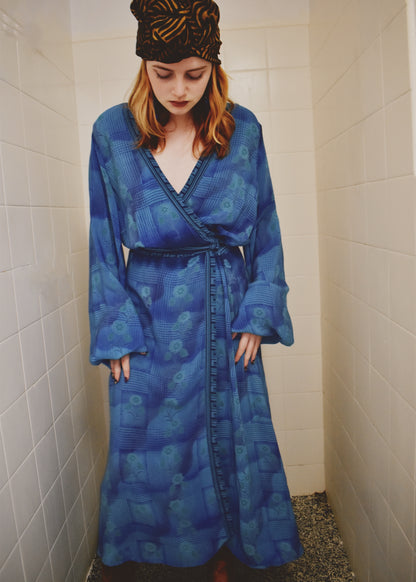 Caladium Wrap Silk Dress ~ Campanula XL