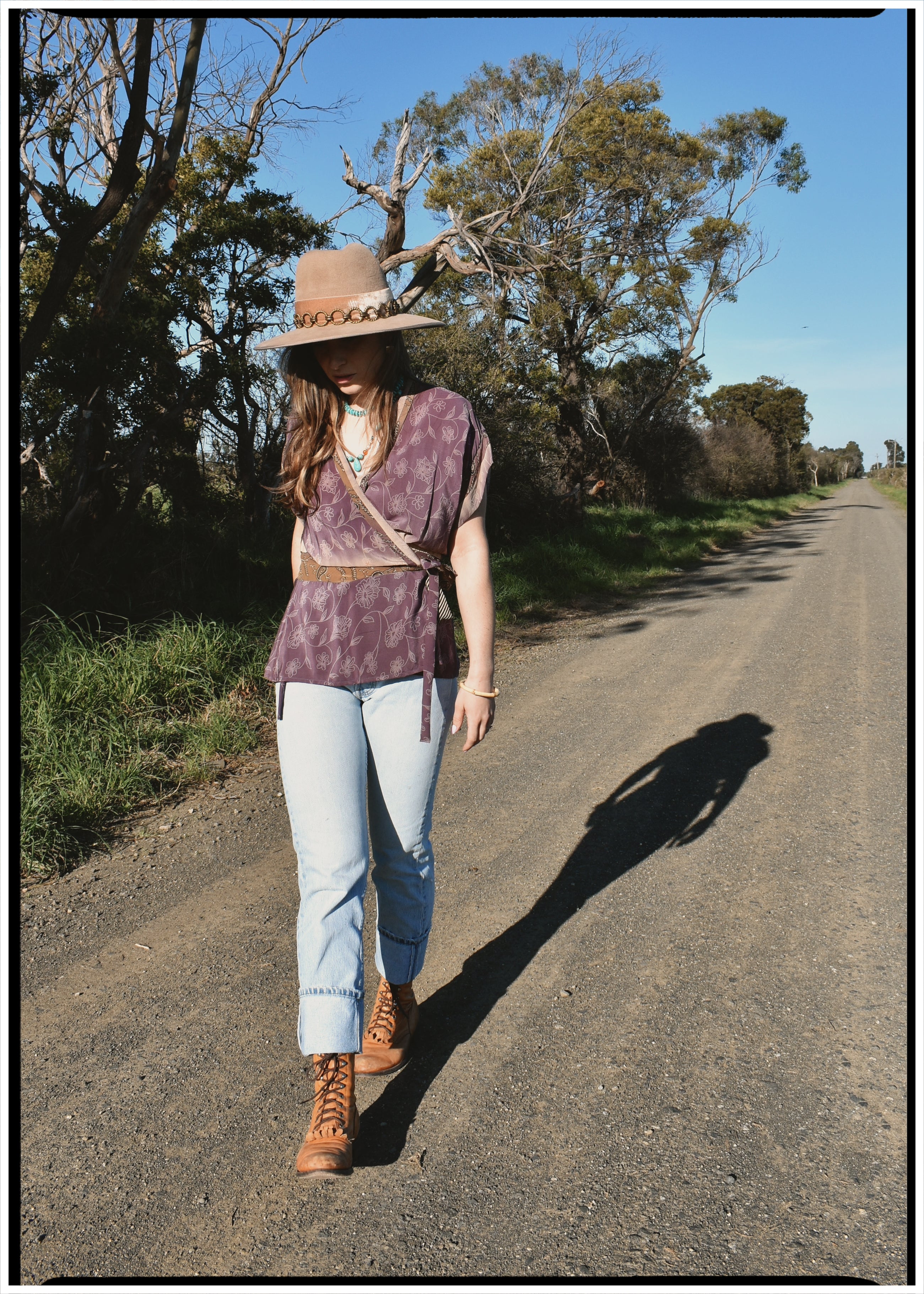 Bassia Silk Crepe Cross Tie Front Blouse ~ Mauve S