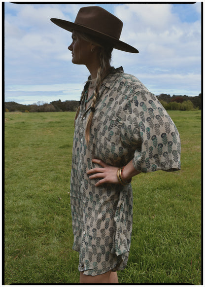 Astralagus Silk Crepe Oversized Shirt ~ Elm
