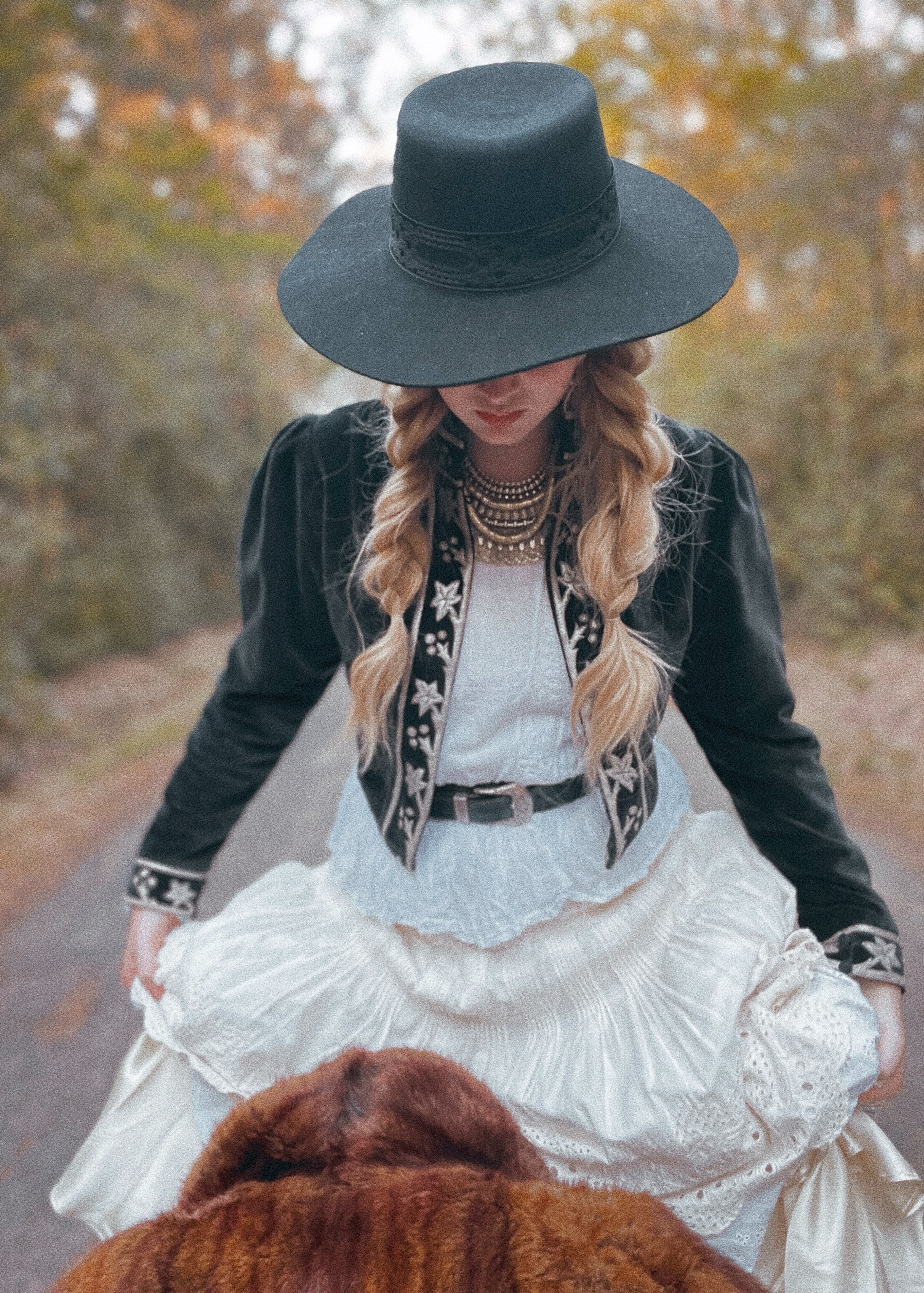 Black cotton velvet cropped jacket bolero with silver leather appliqué detail. Vintage, bohemian inspired. Western Cowgirl. The Outlaw Dame
