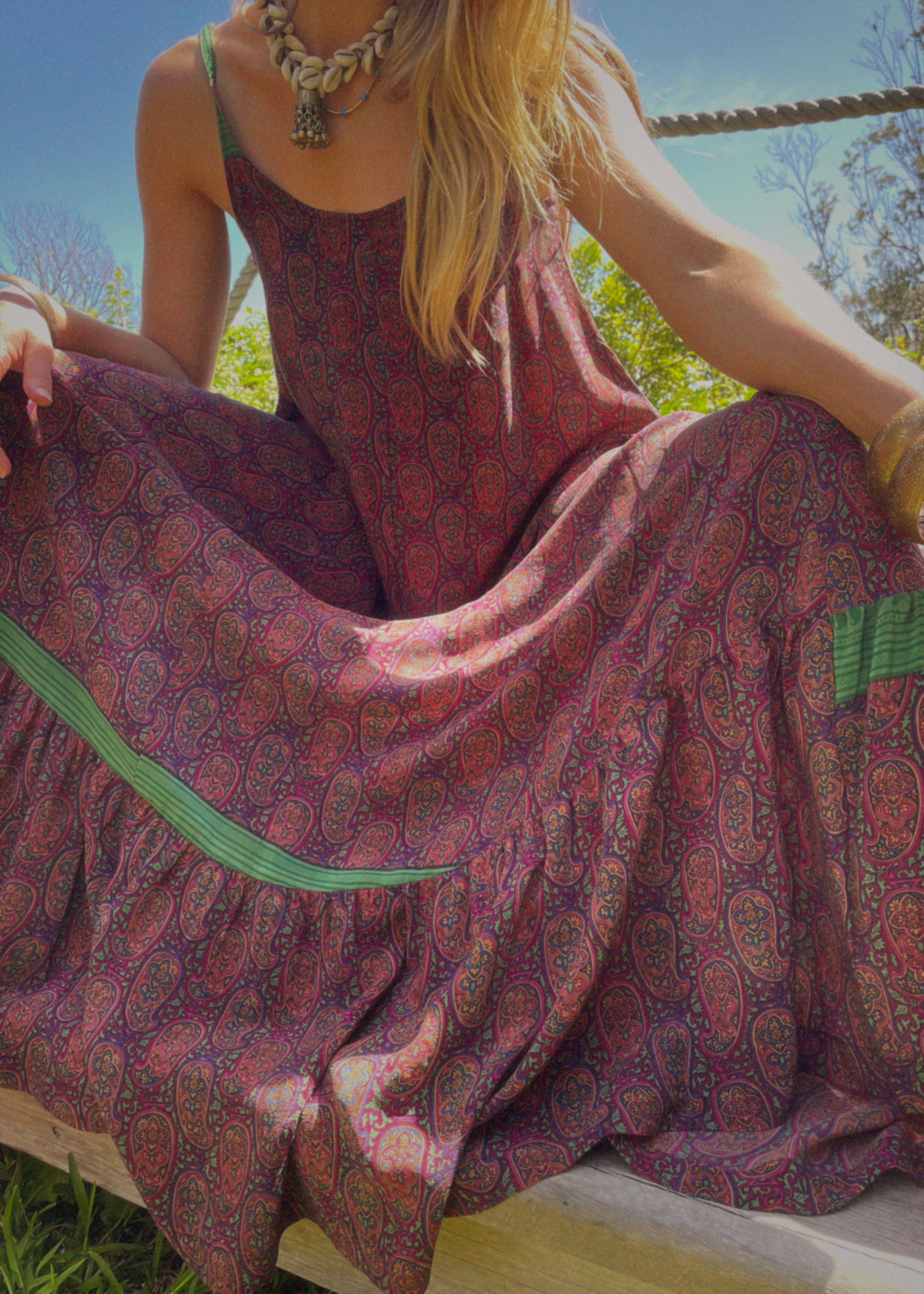 Eustoma Silk Crepe Swing Maxi Dress ~ Claret XS