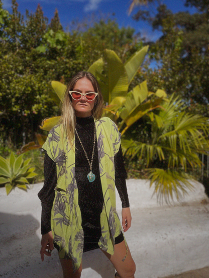 Pilea Silk Crepe Wrap Kimono Top ~ Pina Colada S/M