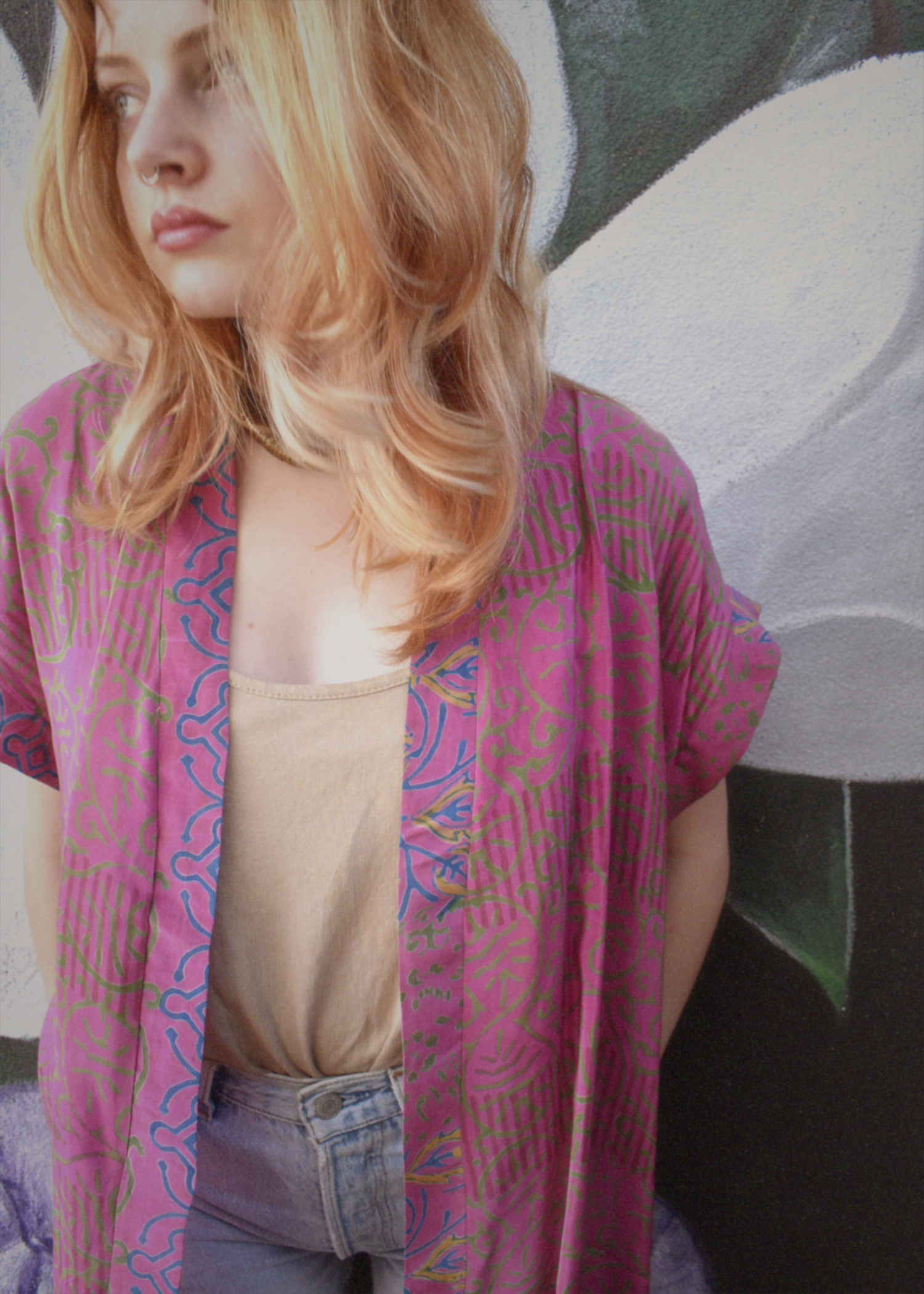 Pilea Silk Crepe Wrap Kimono Top ~ Carmine L/XL
