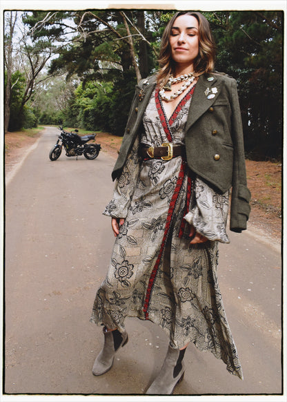 Caladium Wrap Silk Dress ~ Kalamata XL